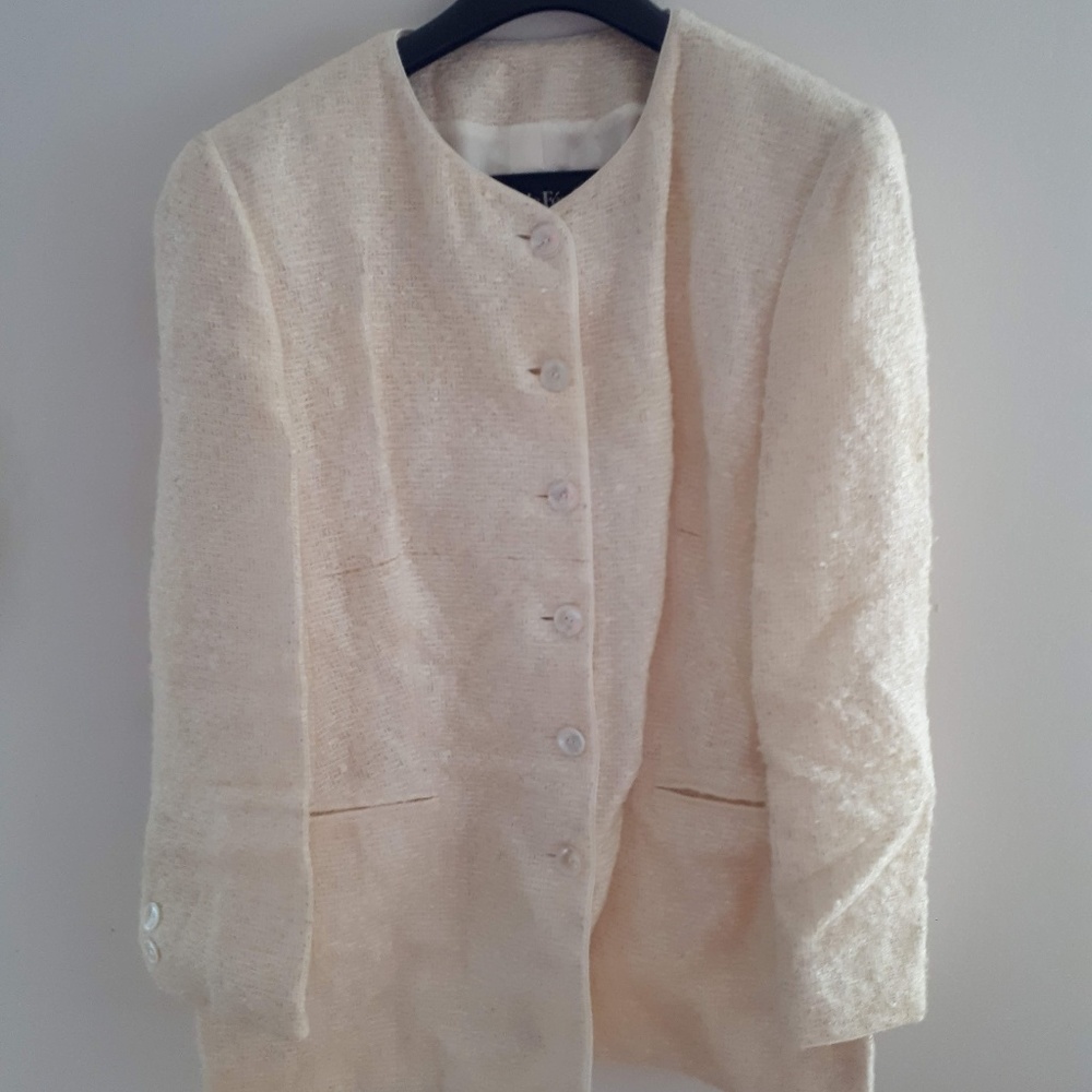 Louis Feraud pearl white / cream colored vintage jacket
